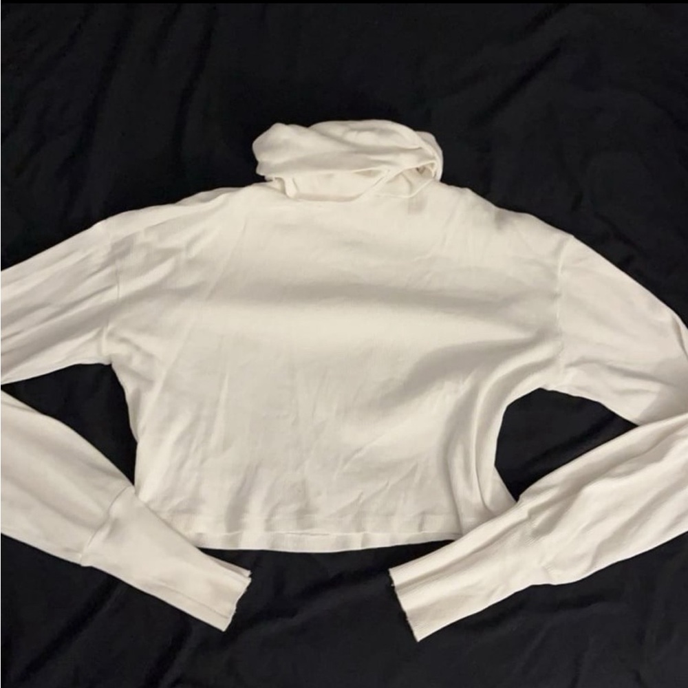 Brandy Melville White Long Sleeve Turtleneck Crop Top